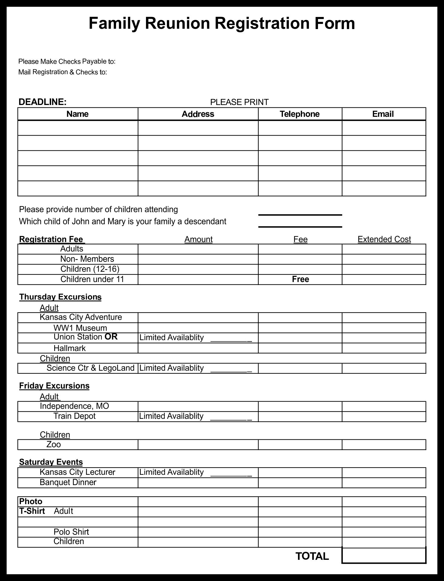 Post Family Reunion Forms Printable 291001 Post Family Reunion Forms Printable 291001