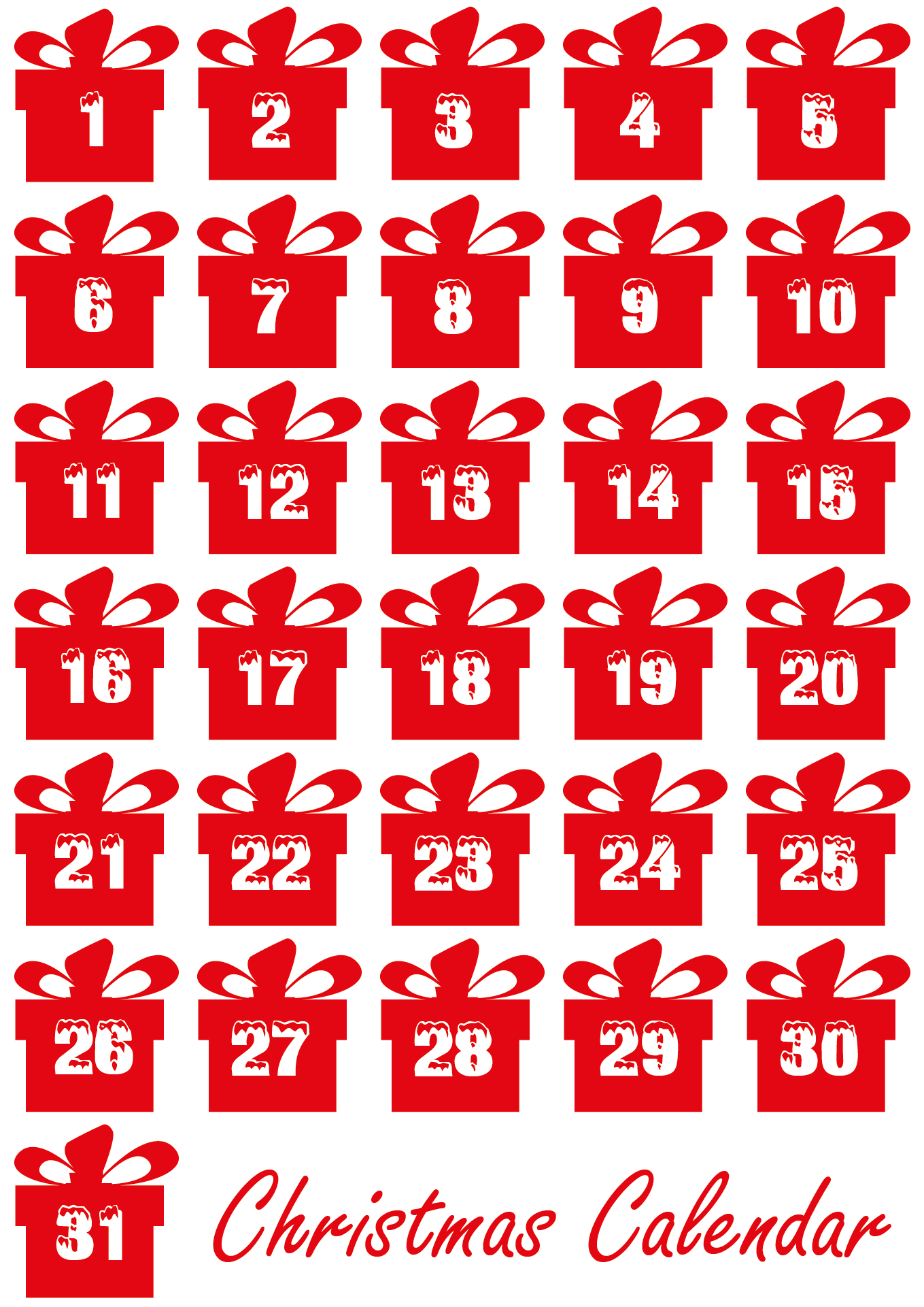 Post Free Printable Christmas Numbers 1 To 31 79848