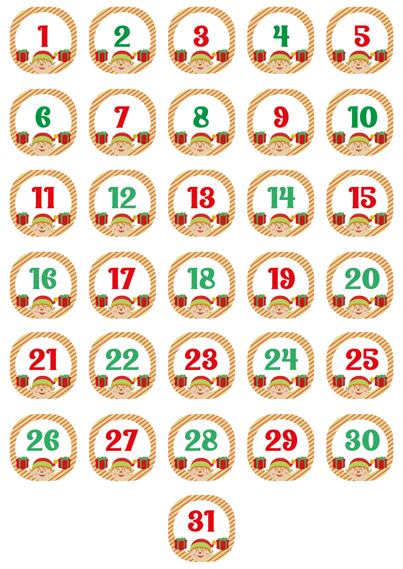 Post Free Printable Christmas Numbers 1 To 31 79848