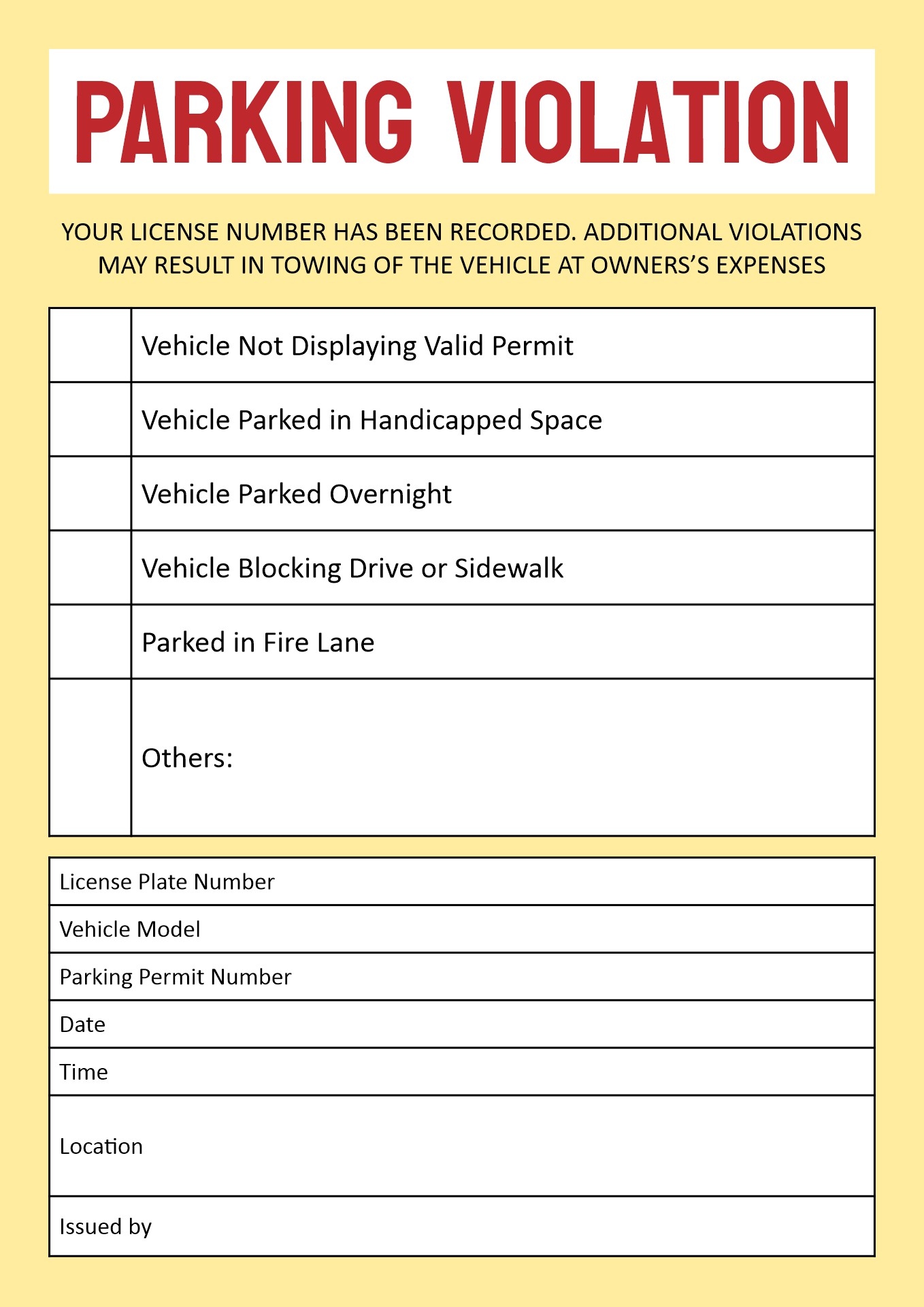 Post Free Printable Violation Tickets 420724