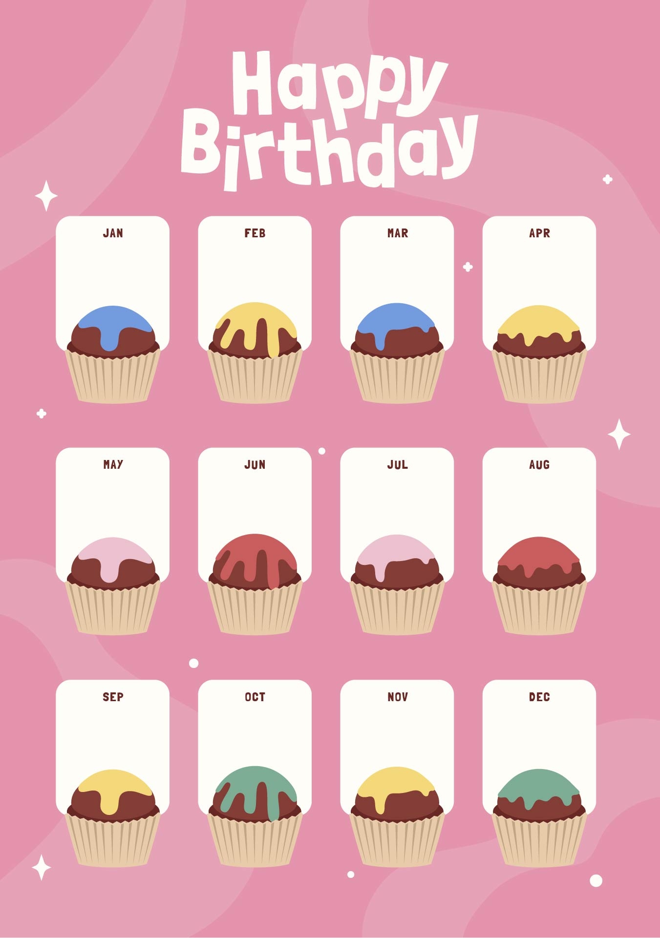 Post Monthly Birthday Cupcake Printables 126355 Post Monthly Birthday Cupcake Printables 126355