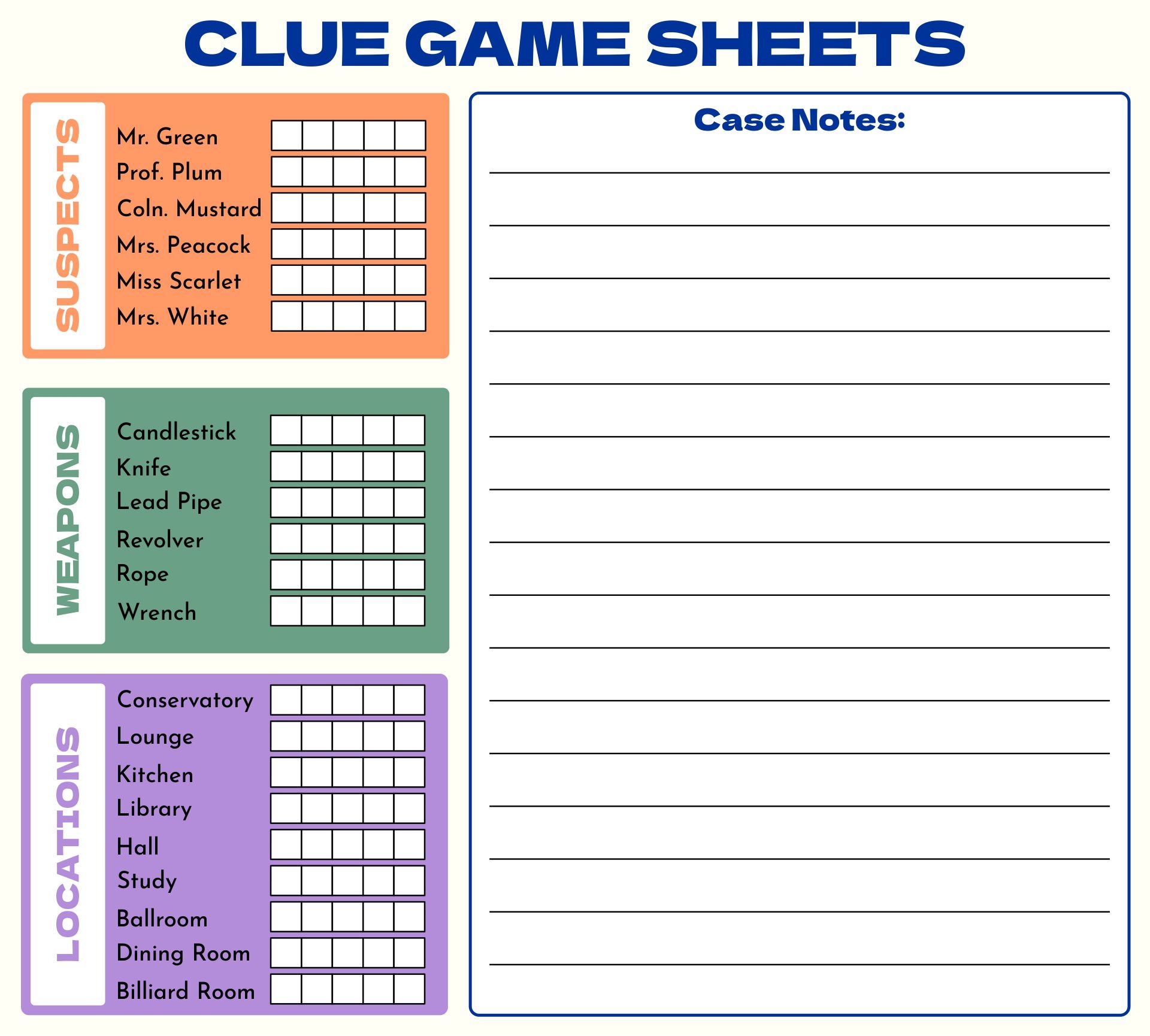 Post Original Clue Game Sheets Printable 364771 Post Original Clue Game Sheets Printable 364771