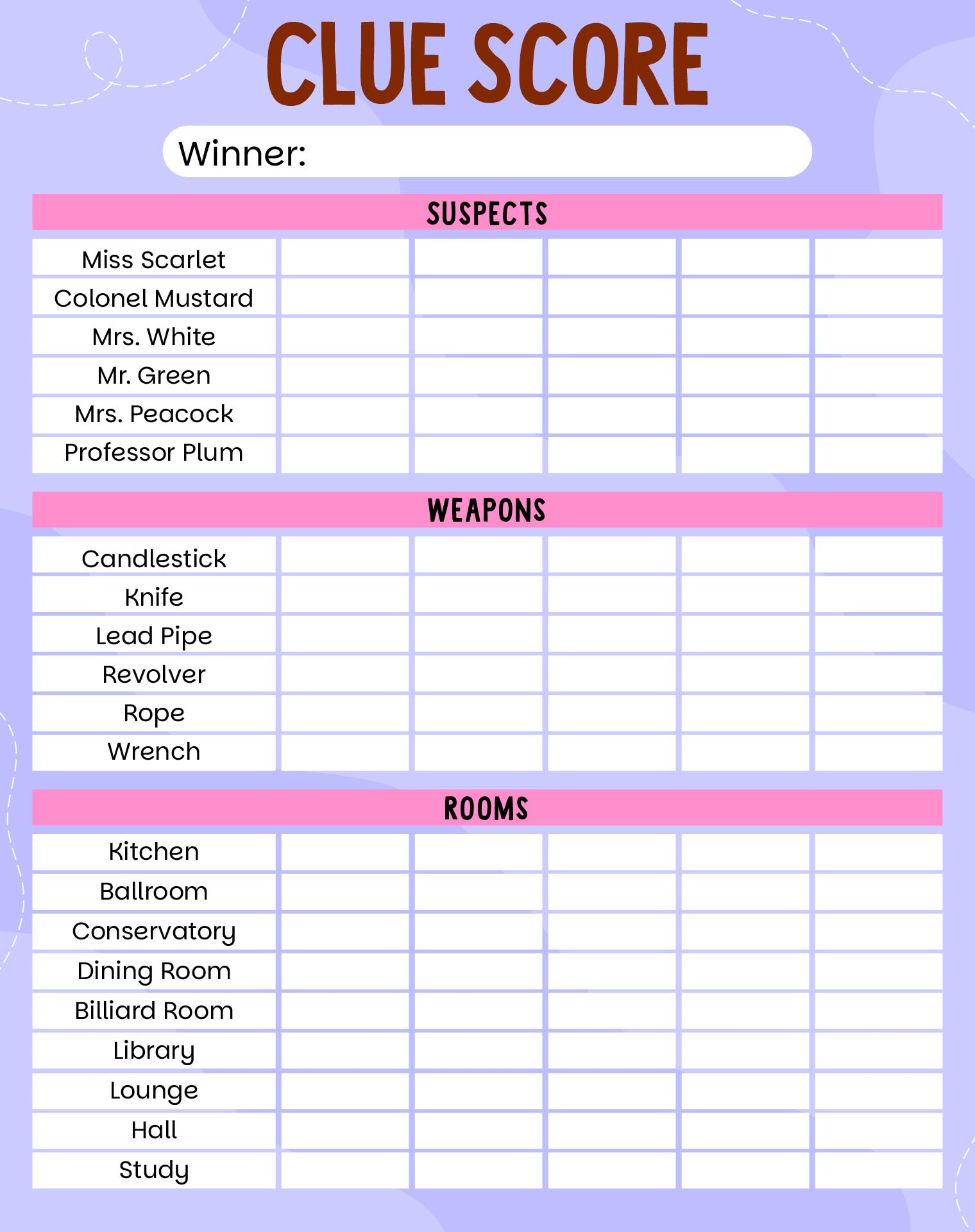 Post Printable Board Game Clue Sheets 364817 Post Printable Board Game Clue Sheets 364817