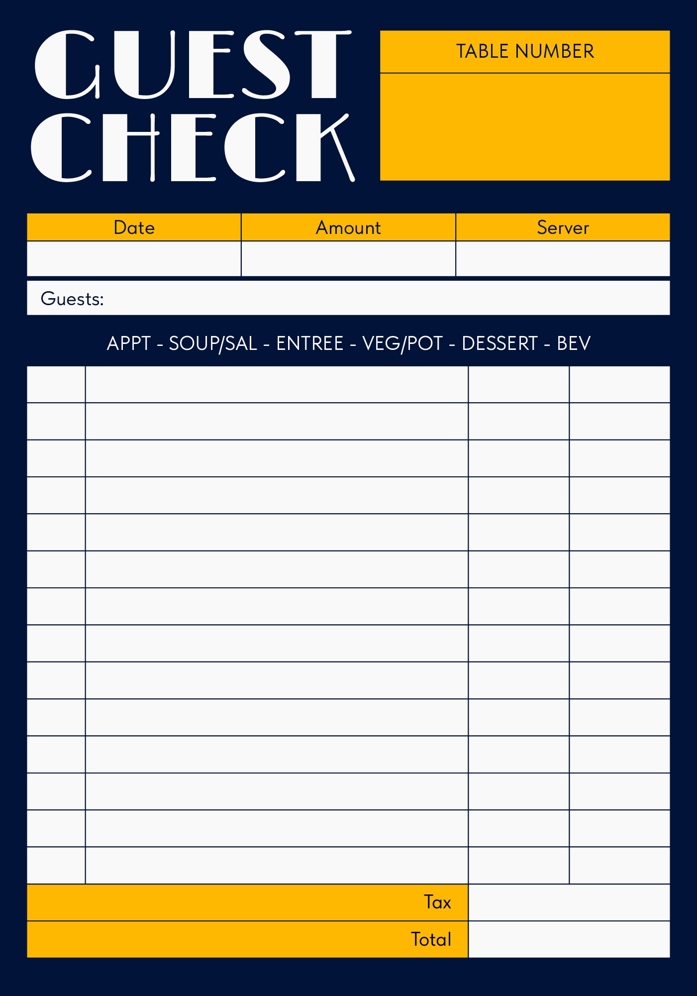 Post Printable Guest Checks For Restaurants 99400 Post Printable Guest Checks For Restaurants 99400