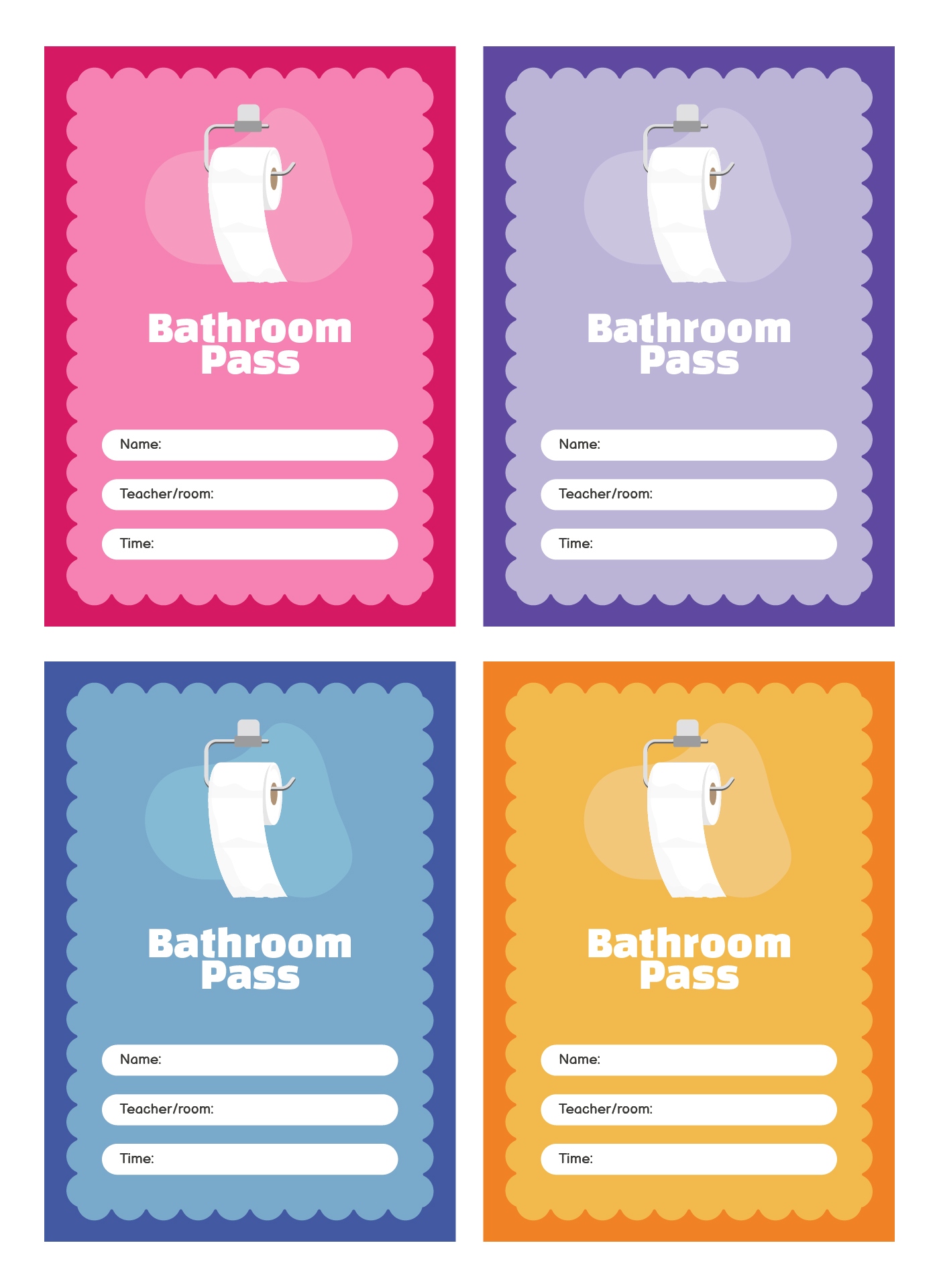 Post Printable Restroom Passes 130452