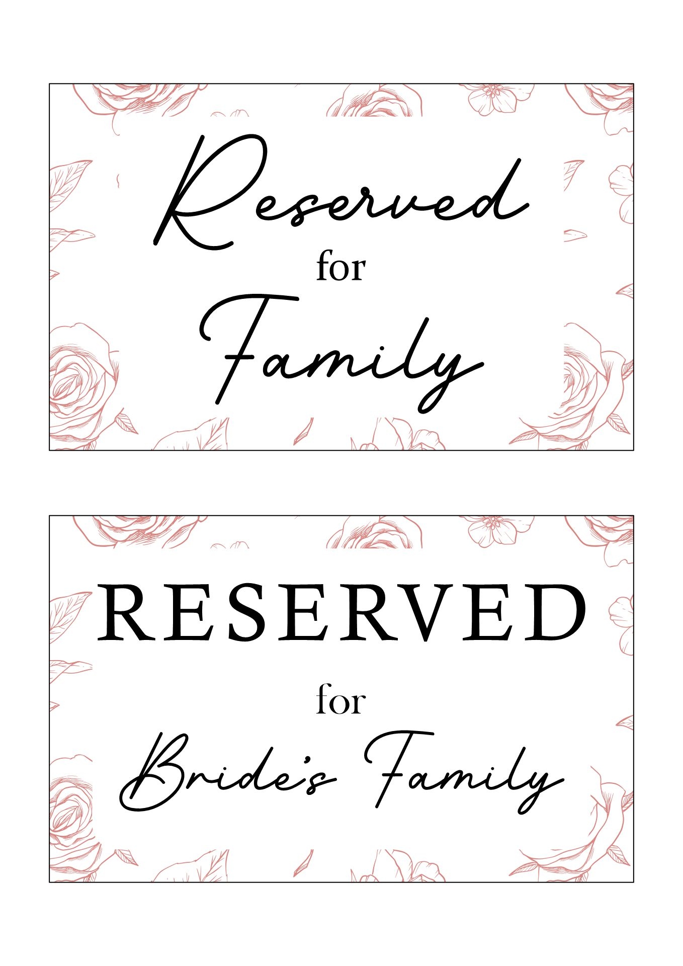 Post Printable Wedding Reserved Signs 193454 Post Printable Wedding Reserved Signs 193454