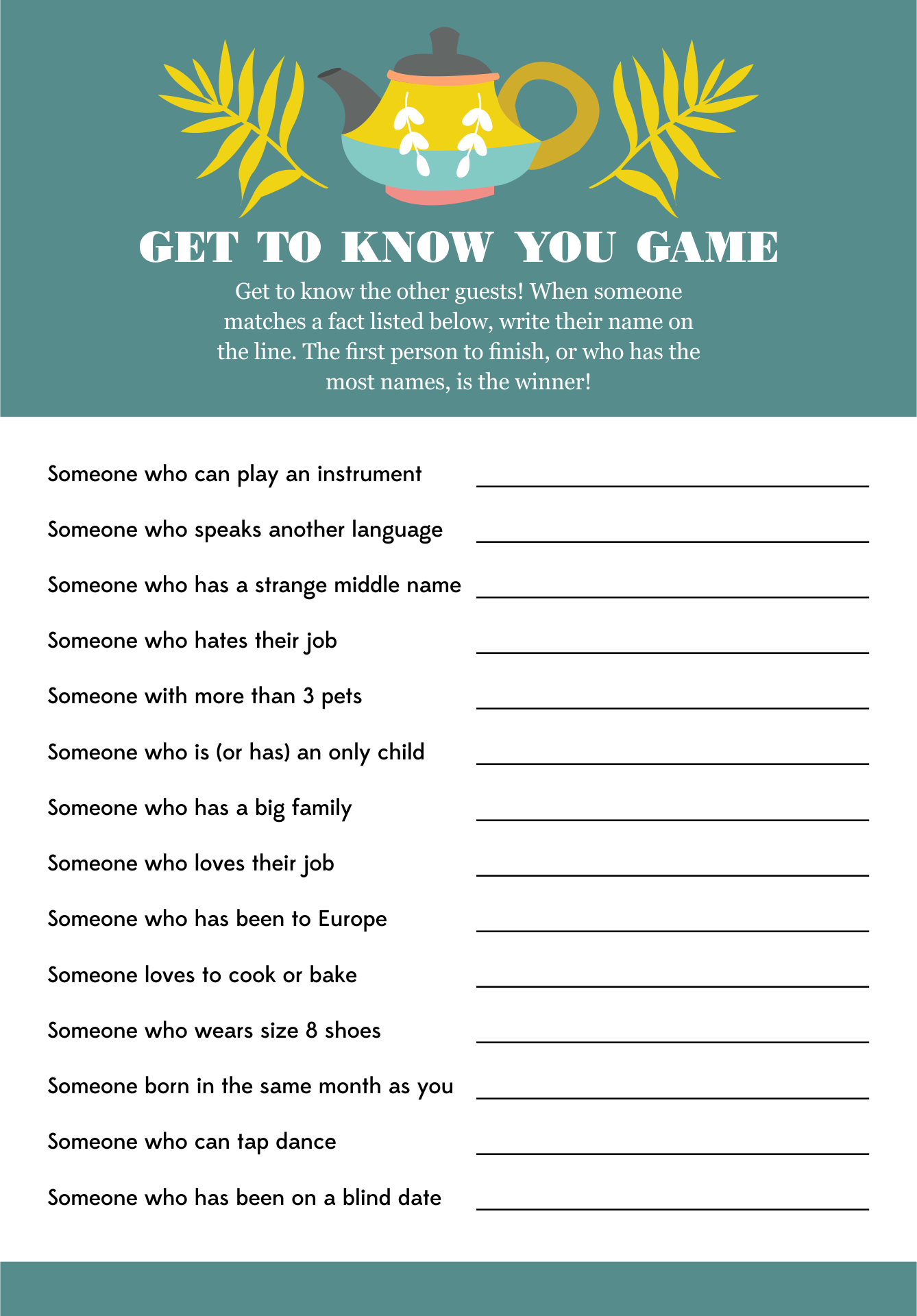 Post Tea Printable Game 423027