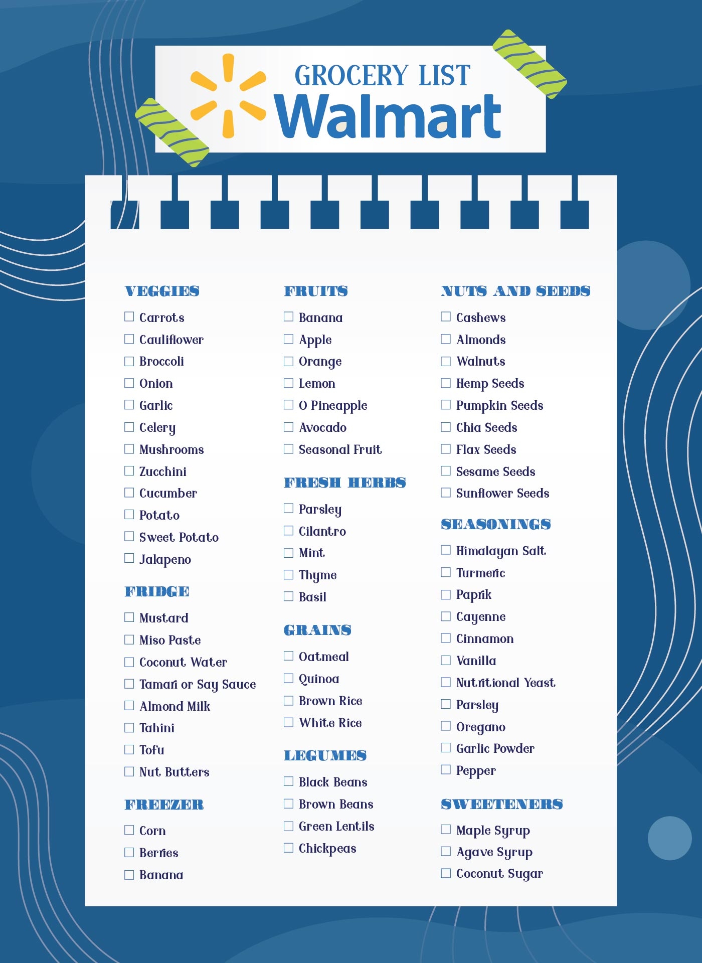free printable walmart grocery list free printable walmart grocery list
