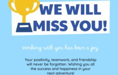 Post We Will Miss You Card Printable Template 386591