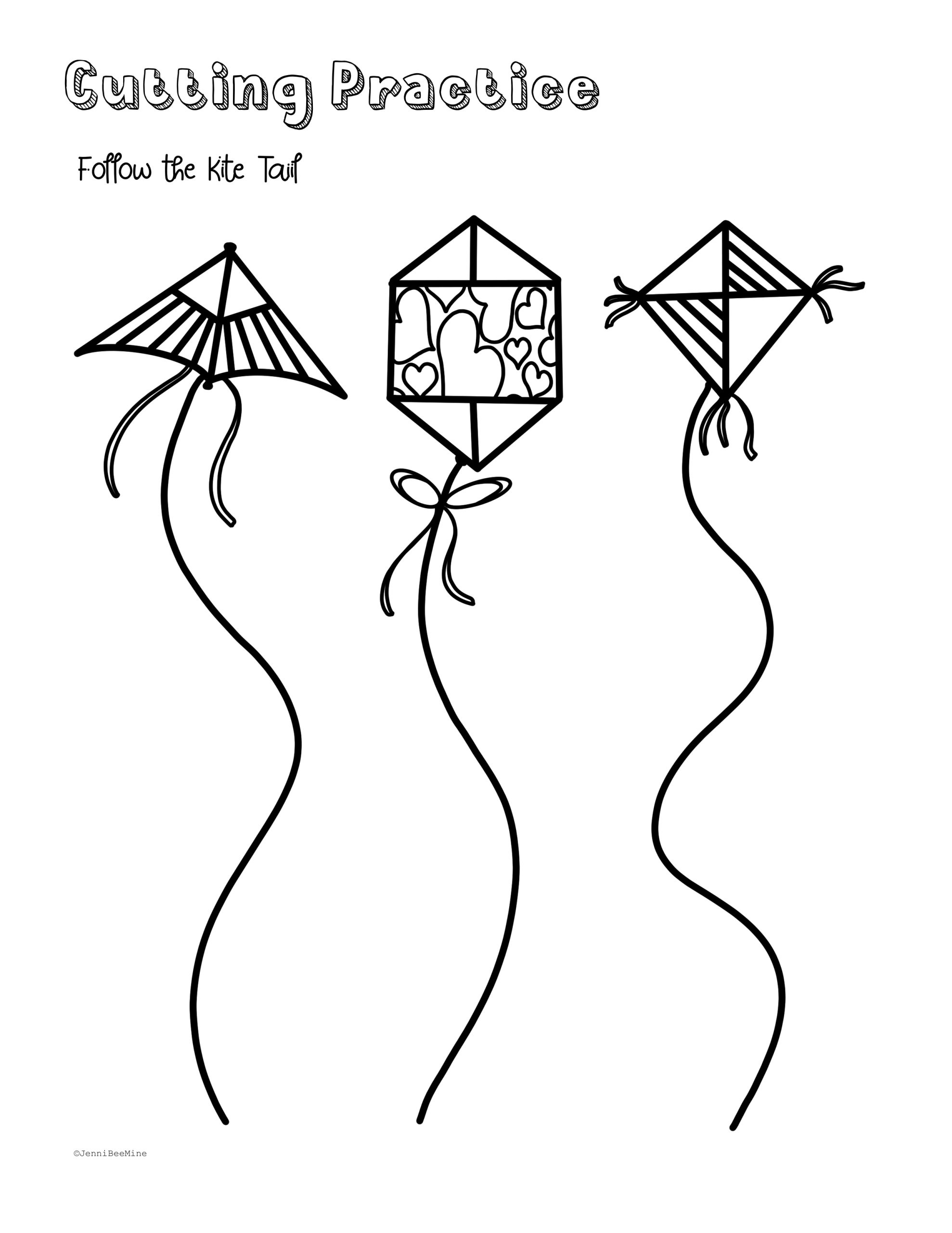 Preschool Printables Cutting Practice Kite Tails Preschool Printables Cutting Practice Kite Tails