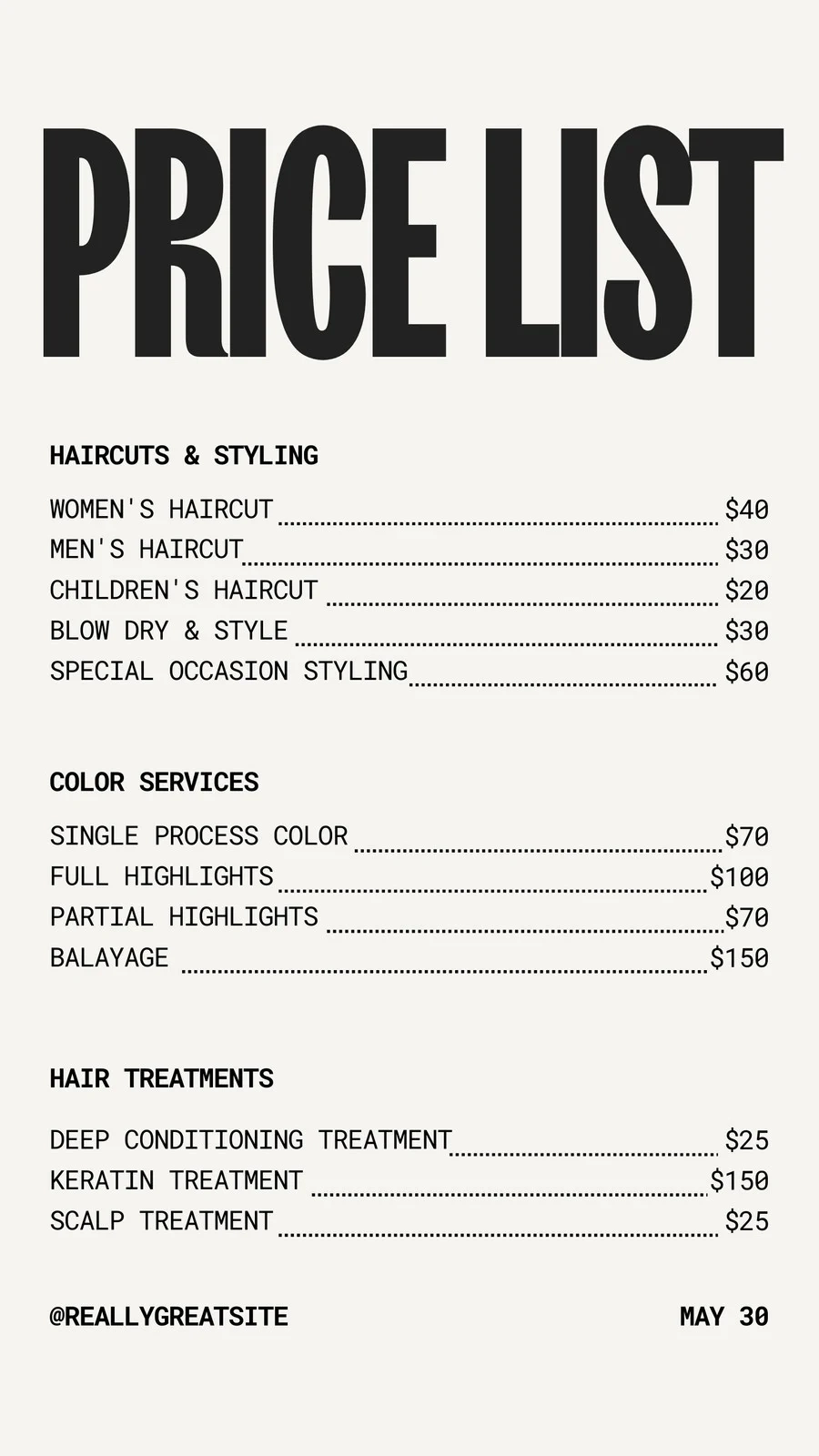 Price List