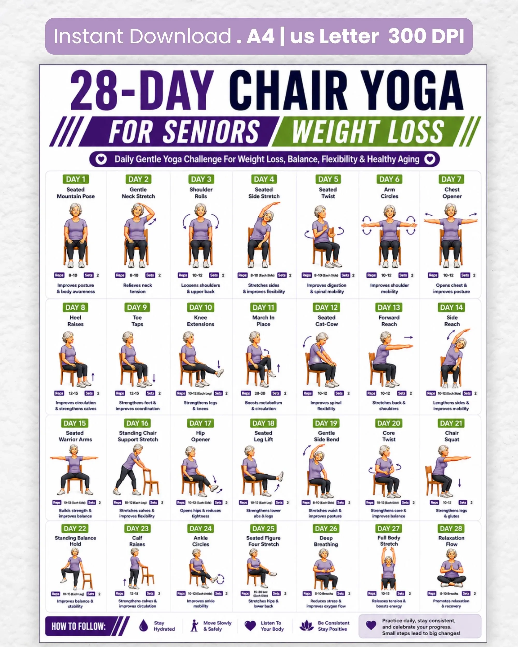 Printable 28 Day Chair Yoga
