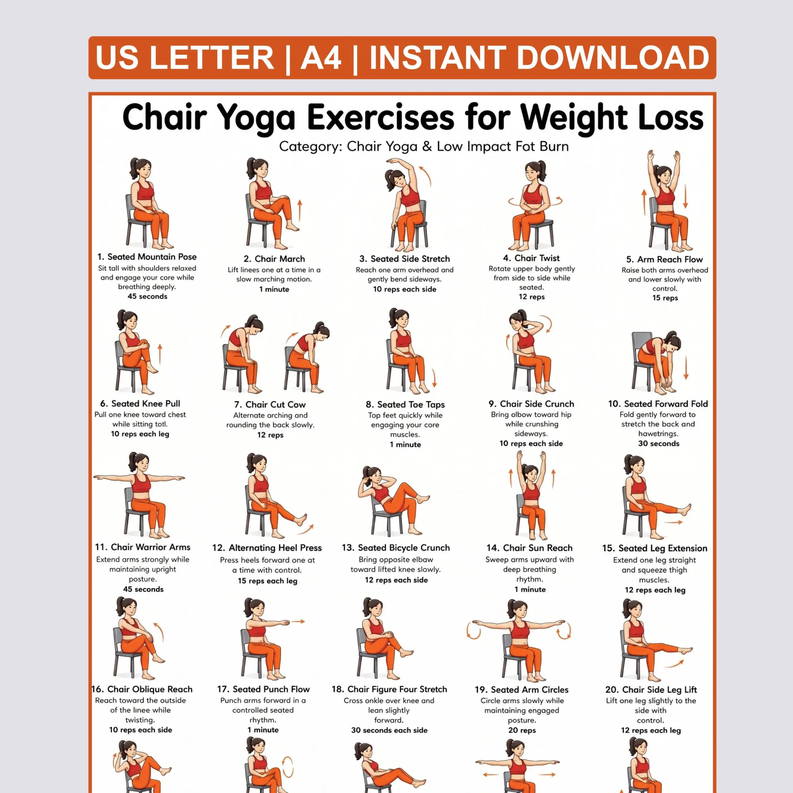 Printable 28 Day Chair Yoga