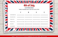 Printable 4th Of July Scattergories Game