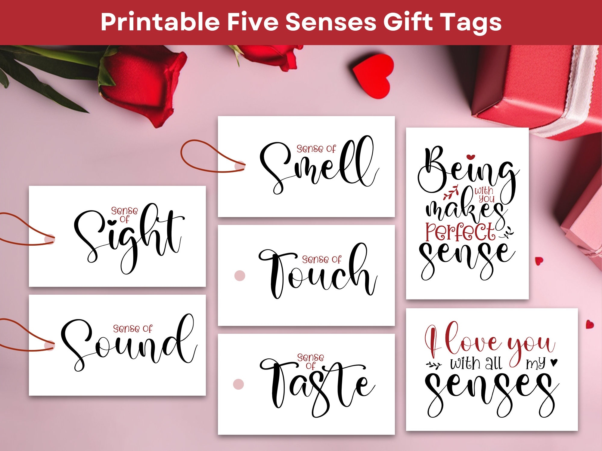 Printable 5 Senses Gift Tags For Him Printable 5 Senses Gift Tags For Him