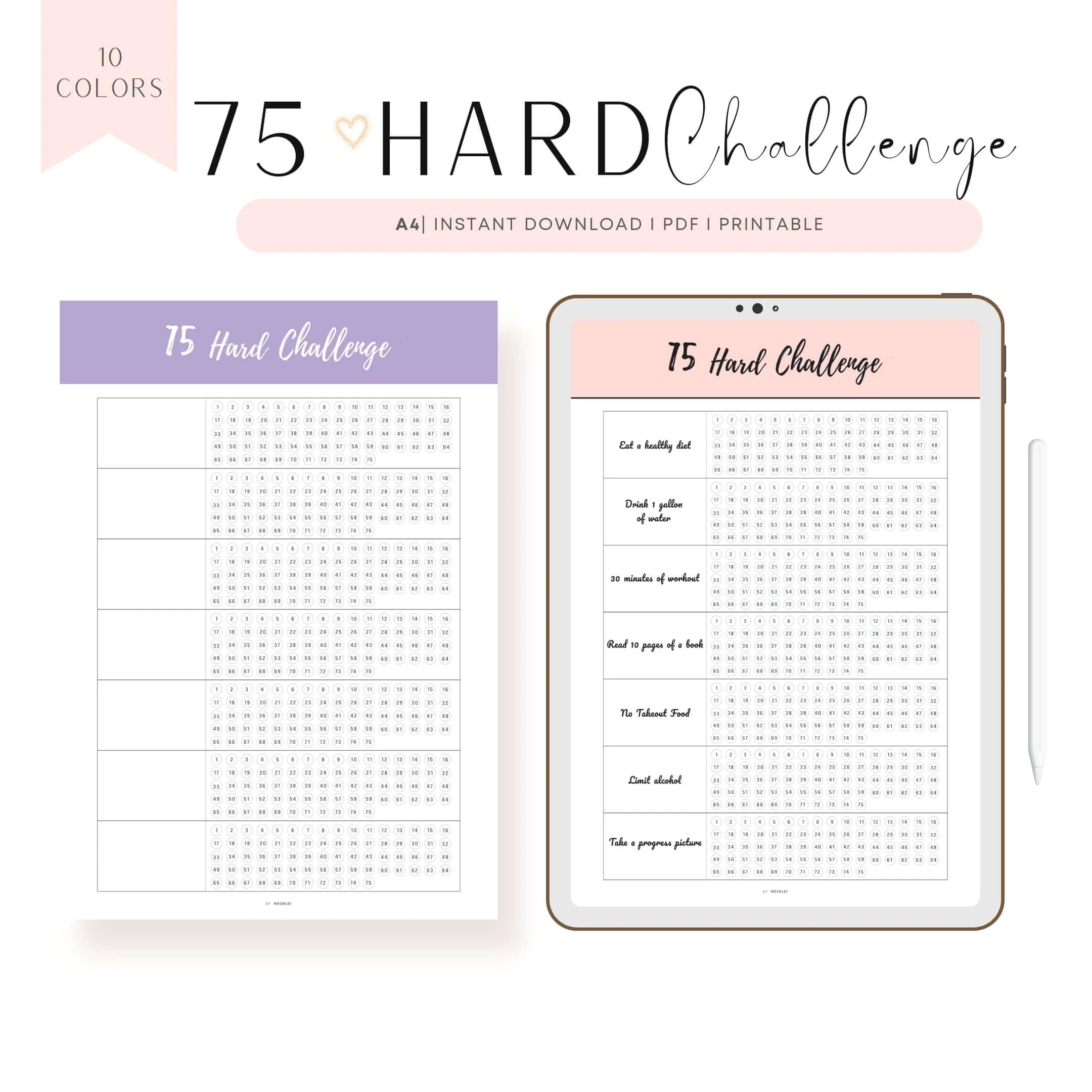 Printable 75 Hard Challenge Template Printable 75 Hard Challenge Template