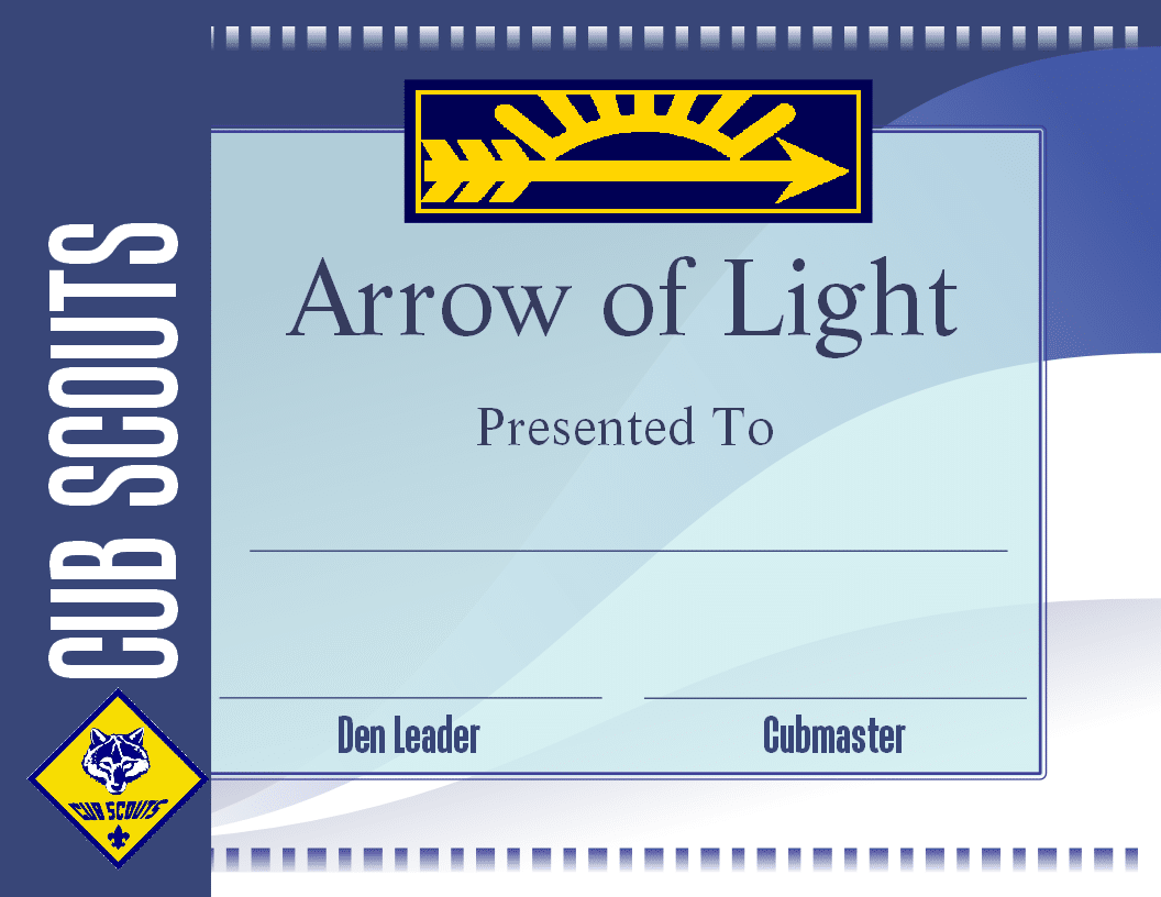 Printable Arrow Of Light Certificate Template