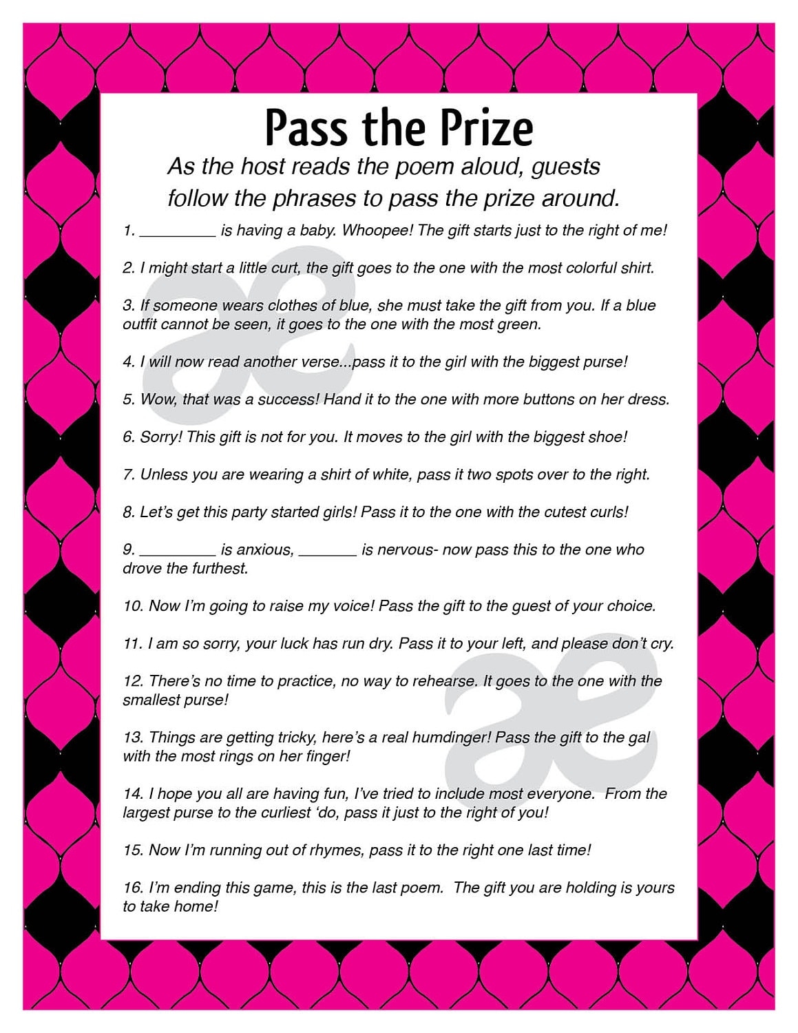 Printable Baby Shower Activity Pass The Printable Baby Shower Activity Pass The