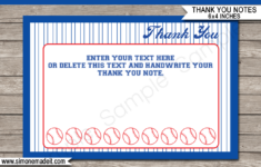 Printable Baseball Party Thank You Notes