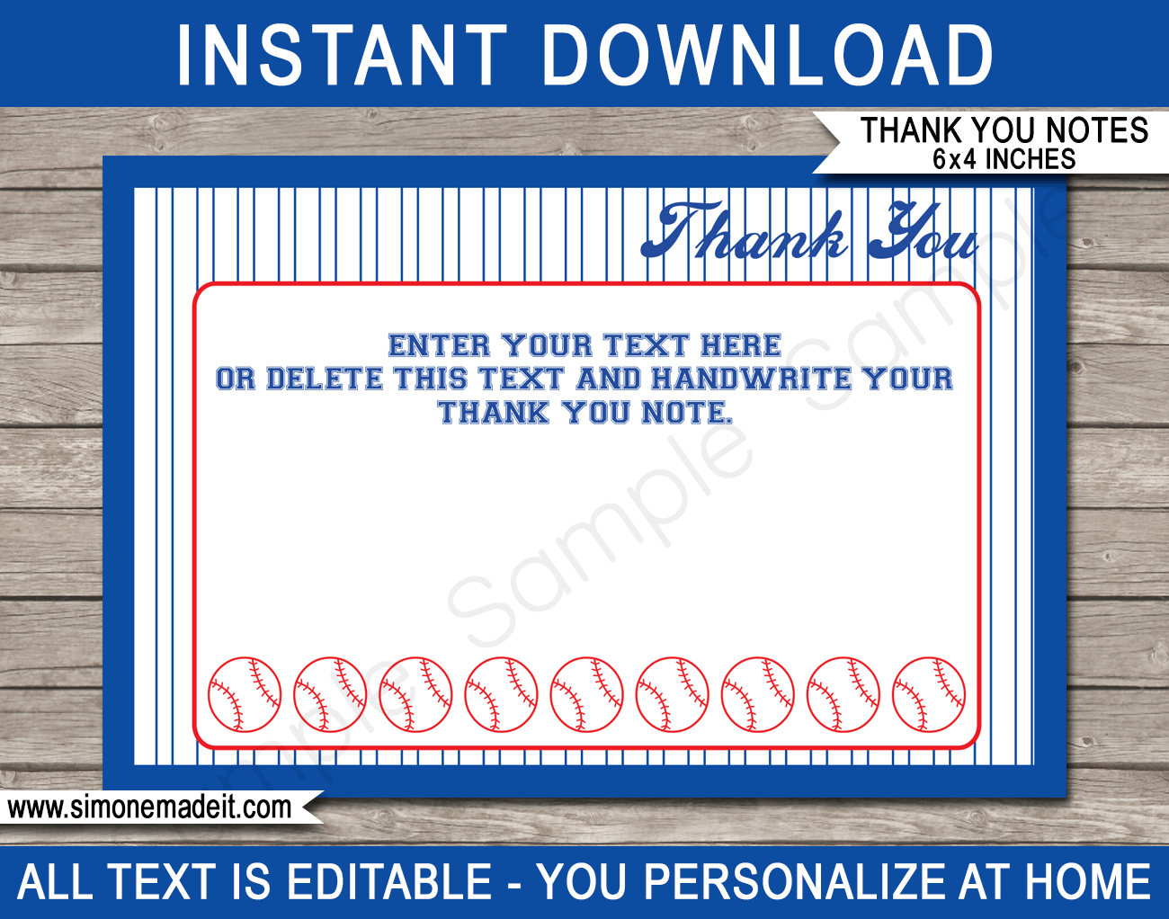 Printable Baseball Party Thank You Notes Printable Baseball Party Thank You Notes