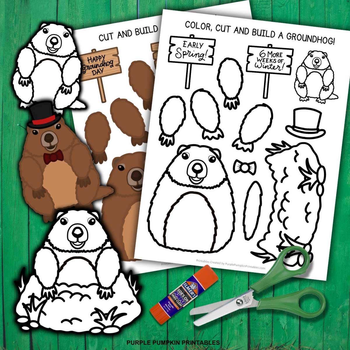 groundhog cut out printable groundhog cut out printable