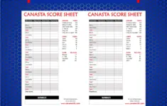 Printable Canasta Score Sheet Classic