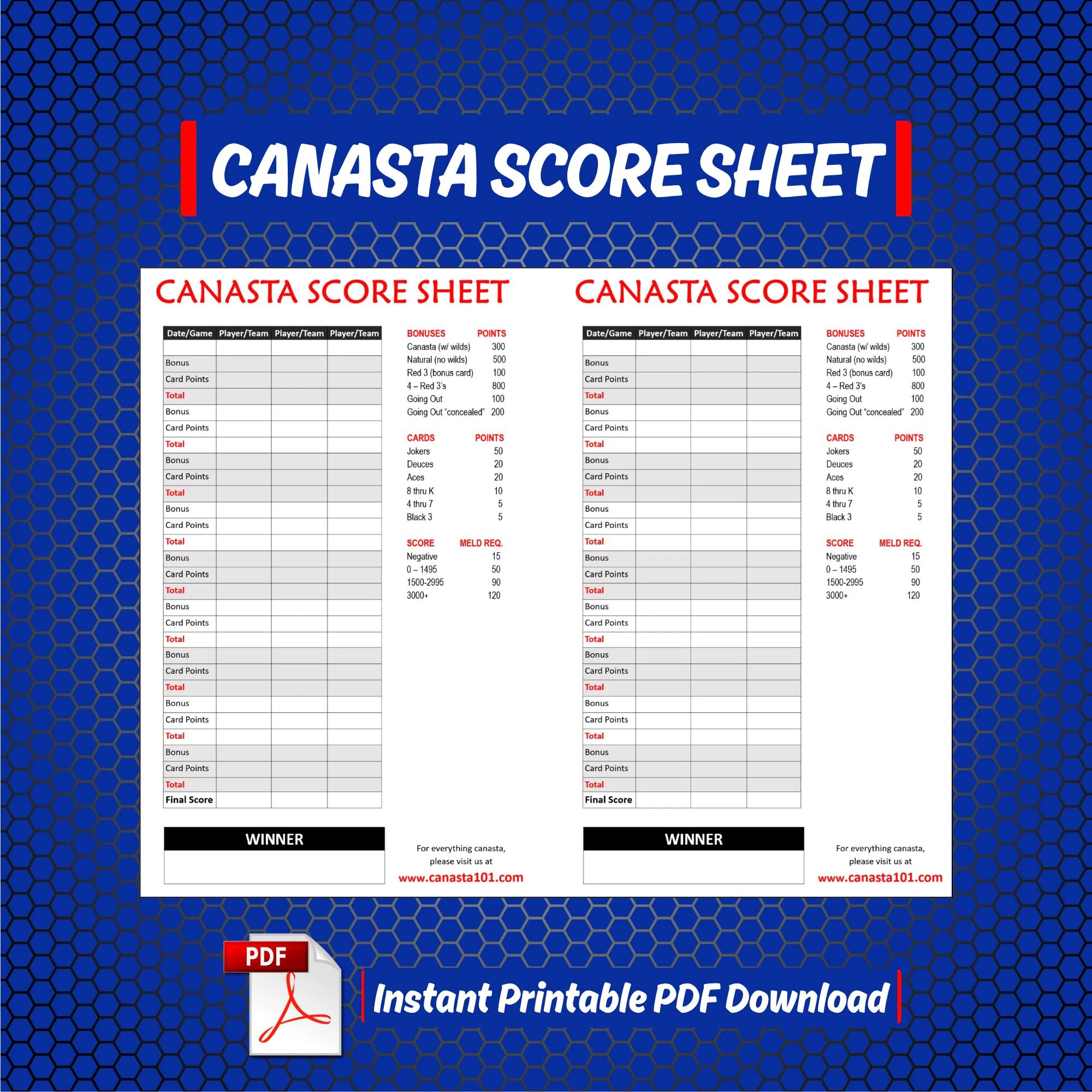 Printable Canasta Score Sheet Classic Printable Canasta Score Sheet Classic