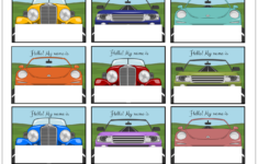 Printable Cars Name Tag Template