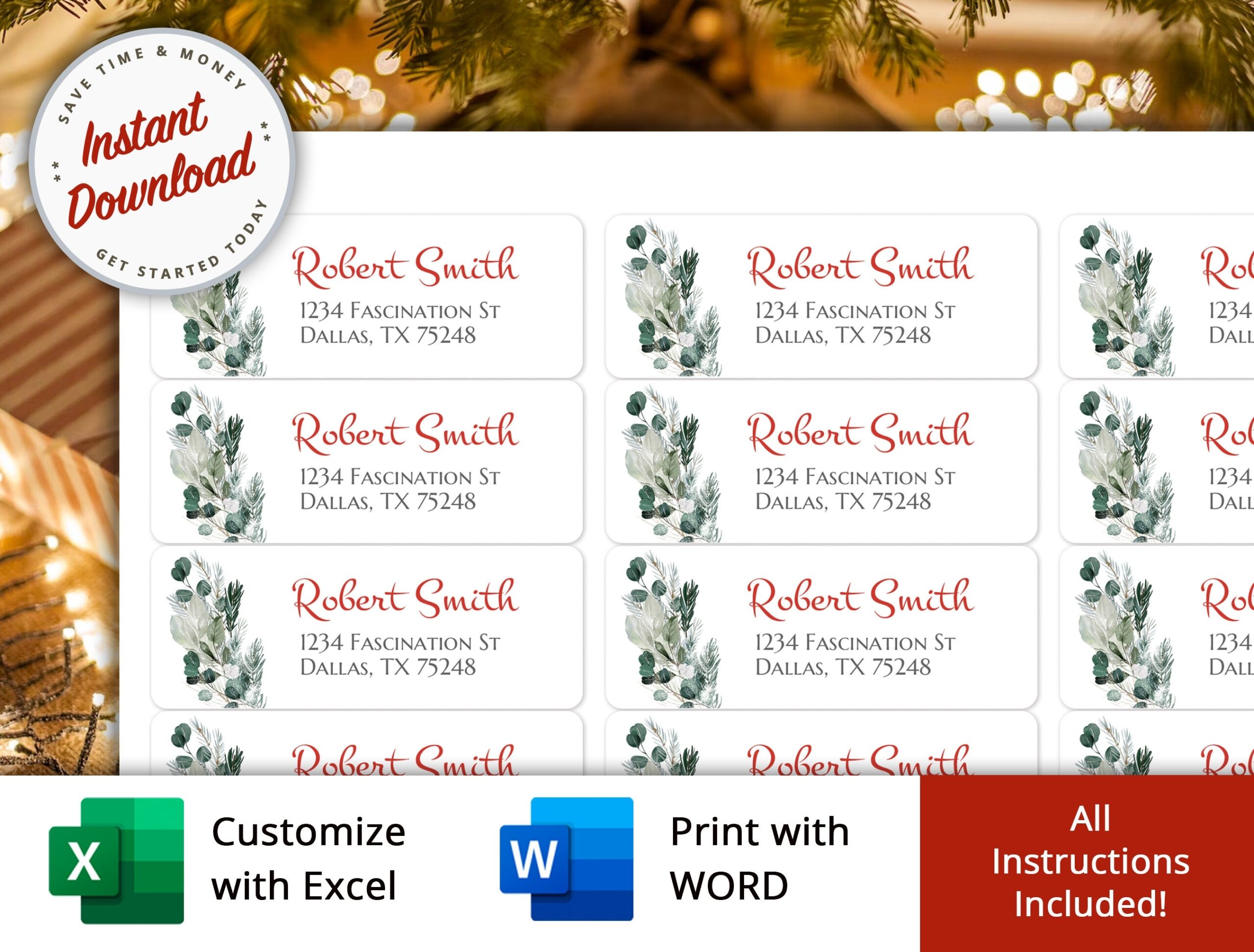 Printable Christmas Address Labels
