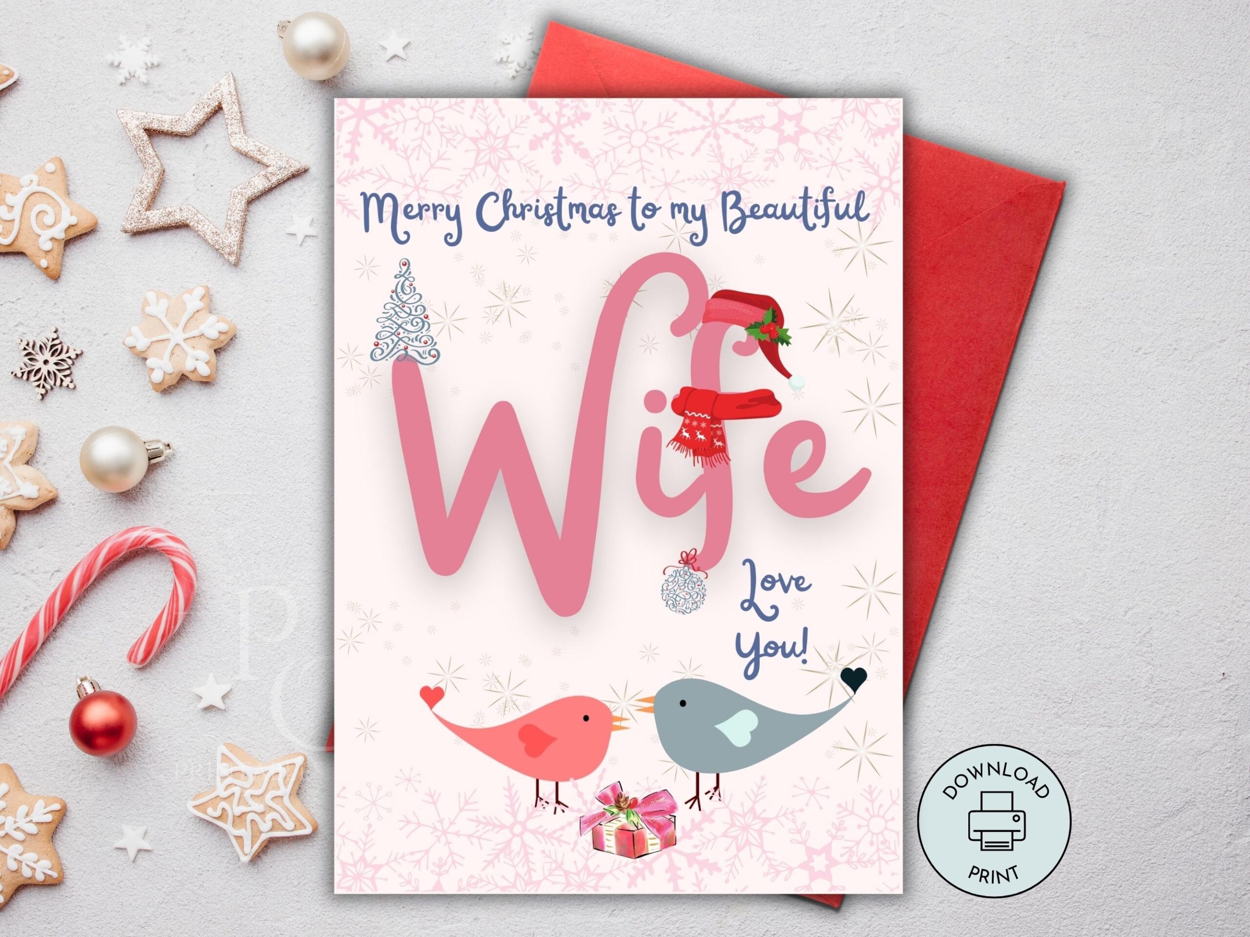 Printable Christmas Card For Wife Merry
