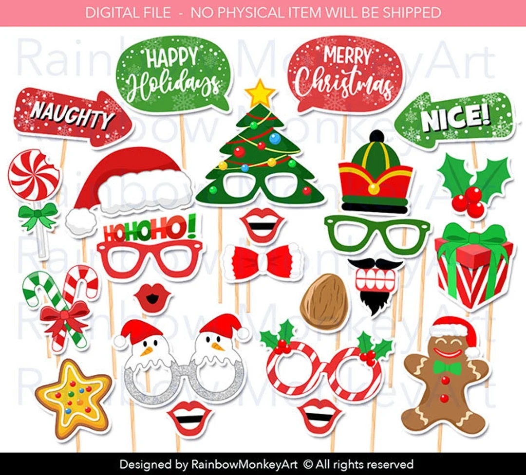 Printable Christmas Photo Booth Props