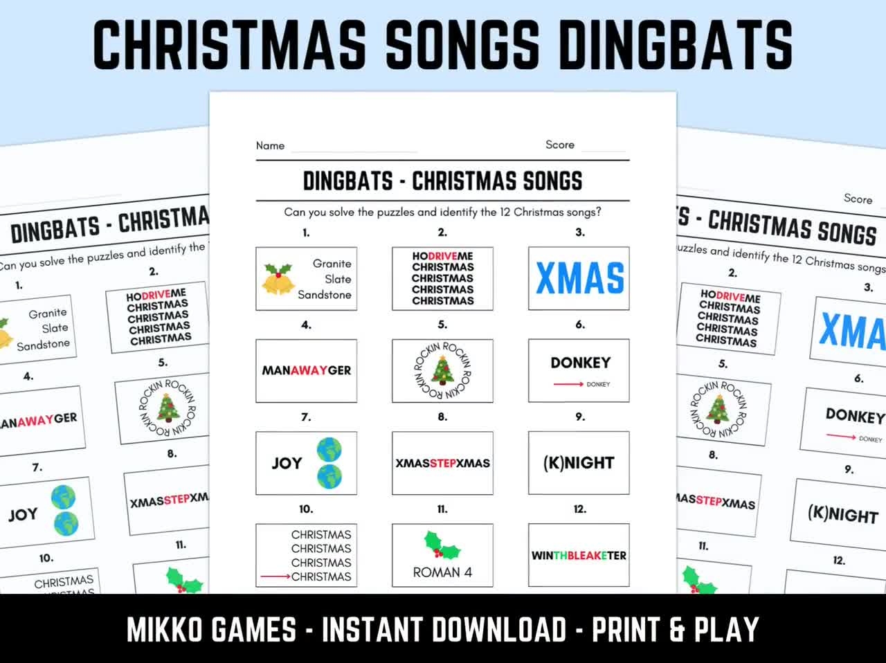 Printable Christmas Songs Dingbats Printable Christmas Songs Dingbats