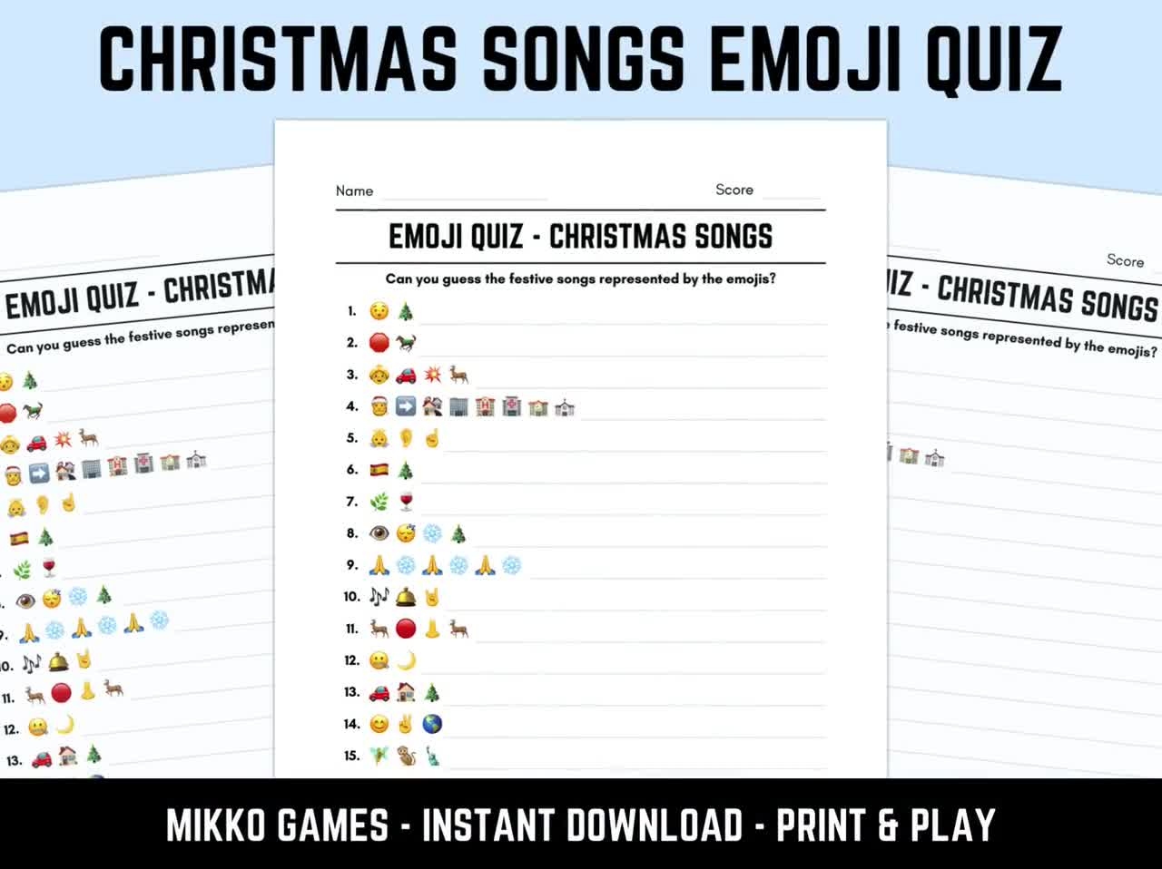 Printable Christmas Songs Emoji Quiz Printable Christmas Songs Emoji Quiz