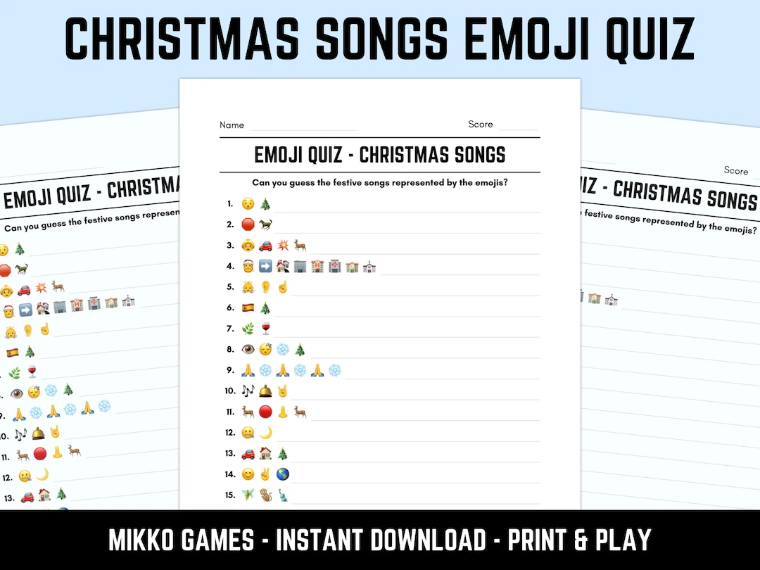 Printable Christmas Songs Emoji Quiz