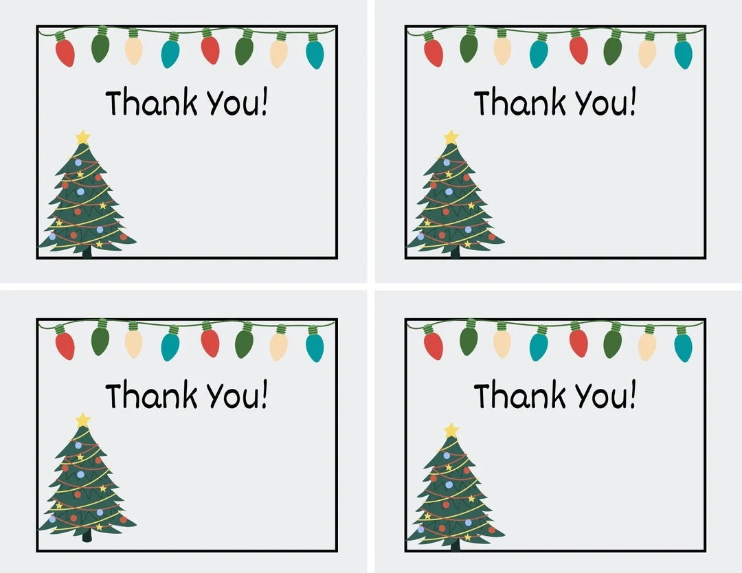 Printable Christmas Thank You Cards For