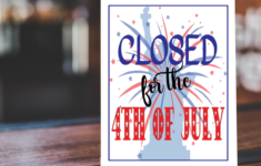 Printable Closed For 4th Of July Sign