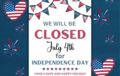 Printable Closed For July 4th Sign