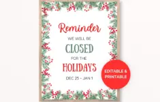 Printable Closing Early Sign