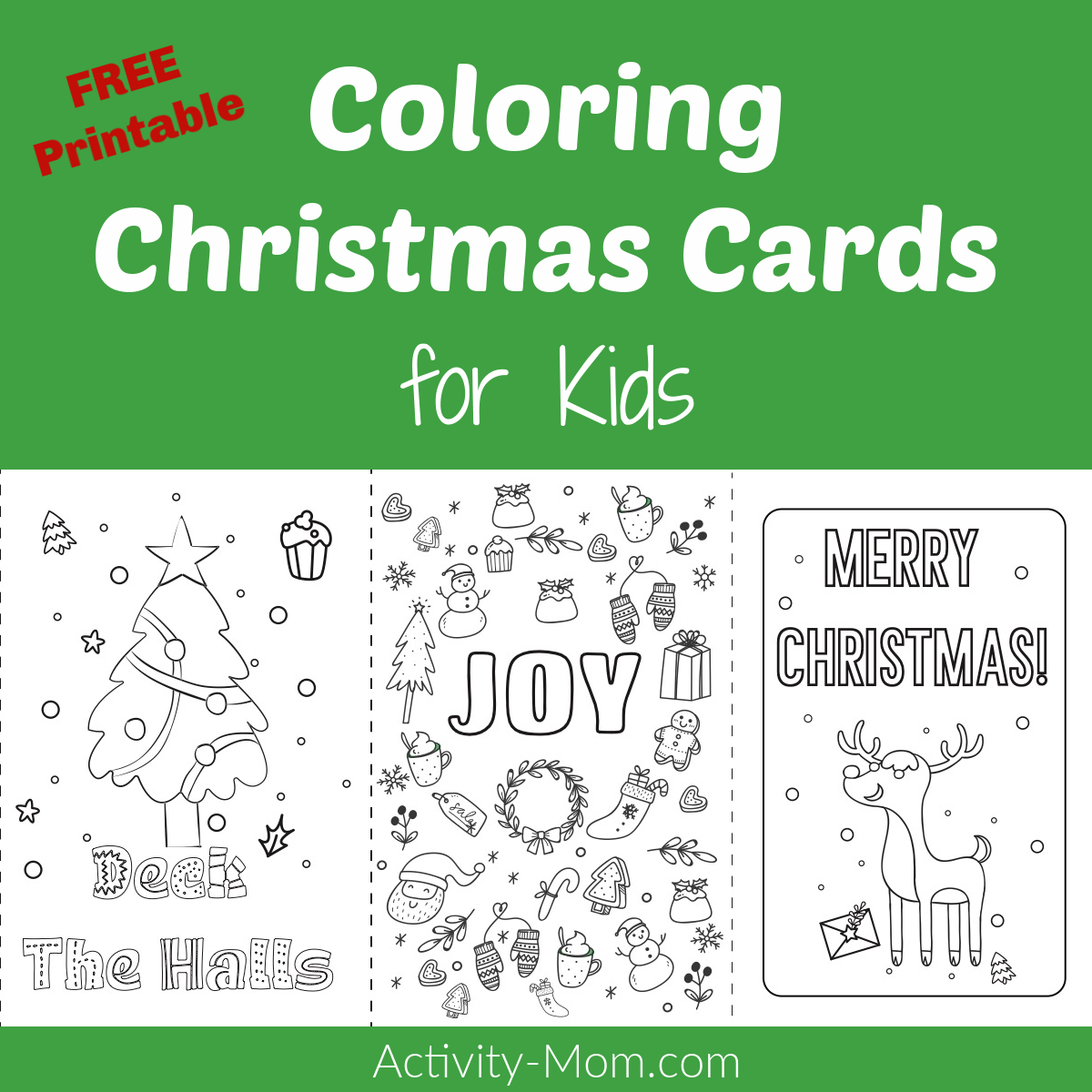Printable Coloring Christmas Cards