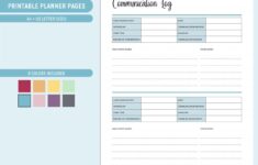 Printable Communication Log Call Log