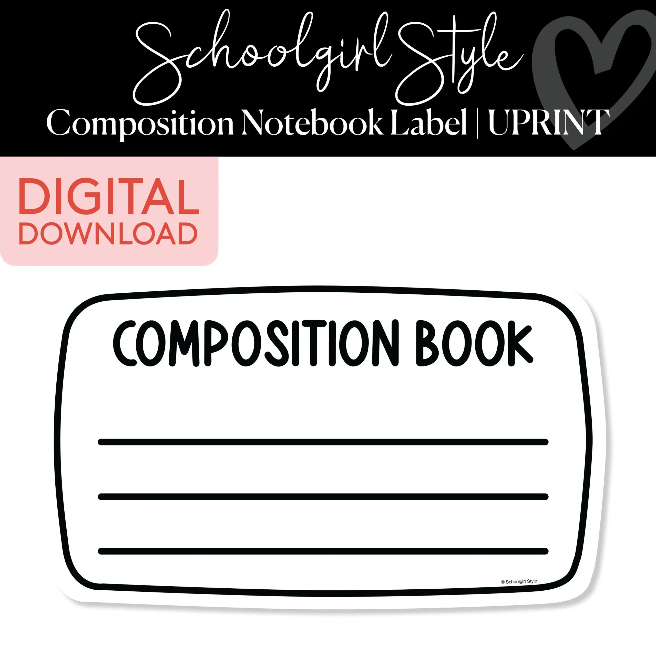 Printable Composition Notebook Label Printable Composition Notebook Label