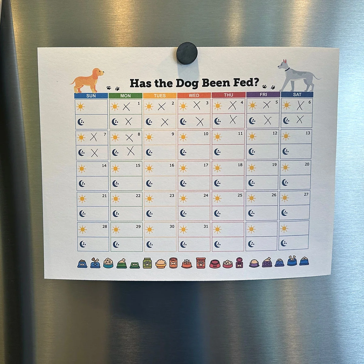 Printable Dog Feeding Chart Calendar Printable Dog Feeding Chart Calendar