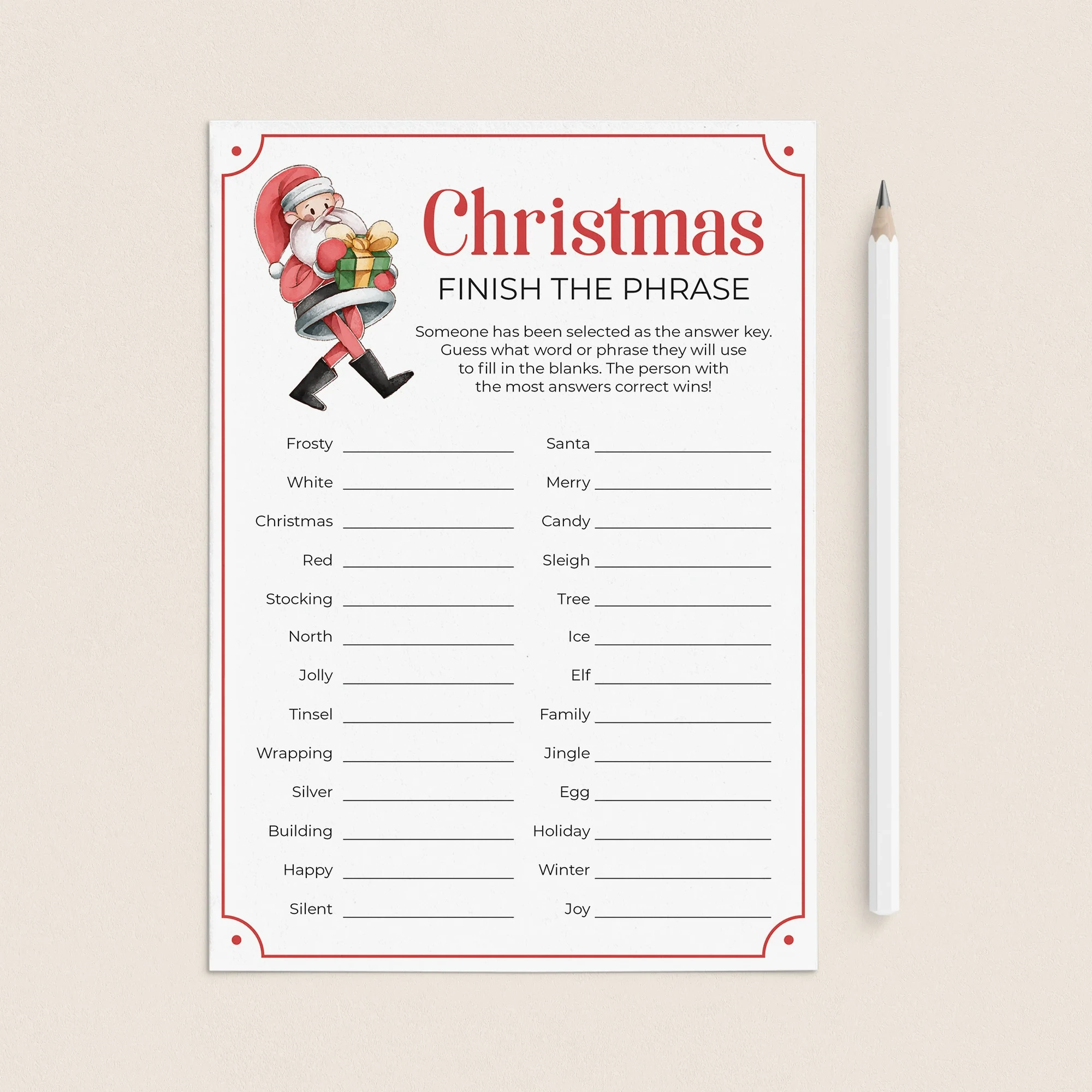 Printable Finish The Phrase Christmas Game Printable Finish The Phrase Christmas Game