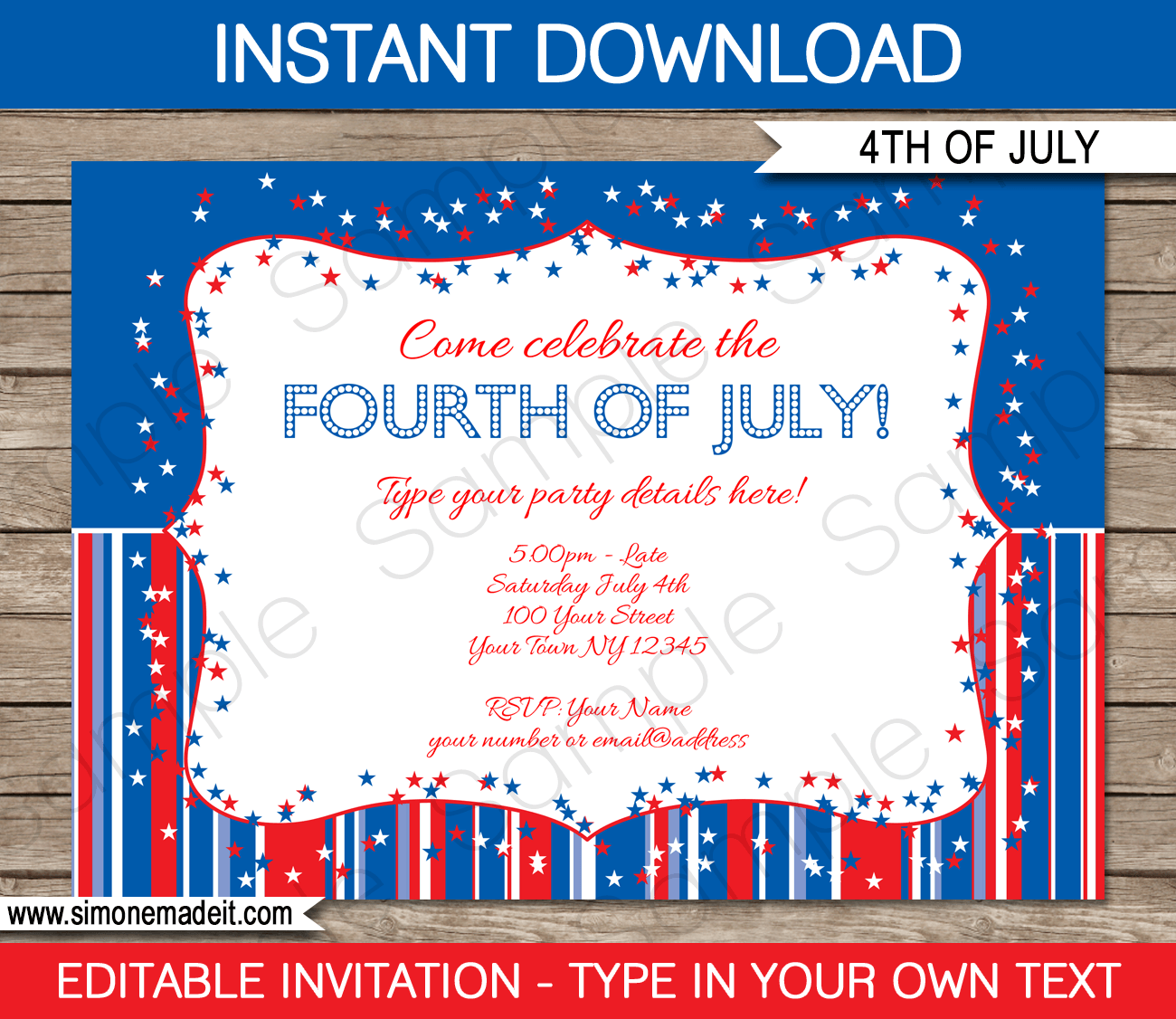 Printable Fourth Of July Party Invitations Printable Fourth Of July Party Invitations