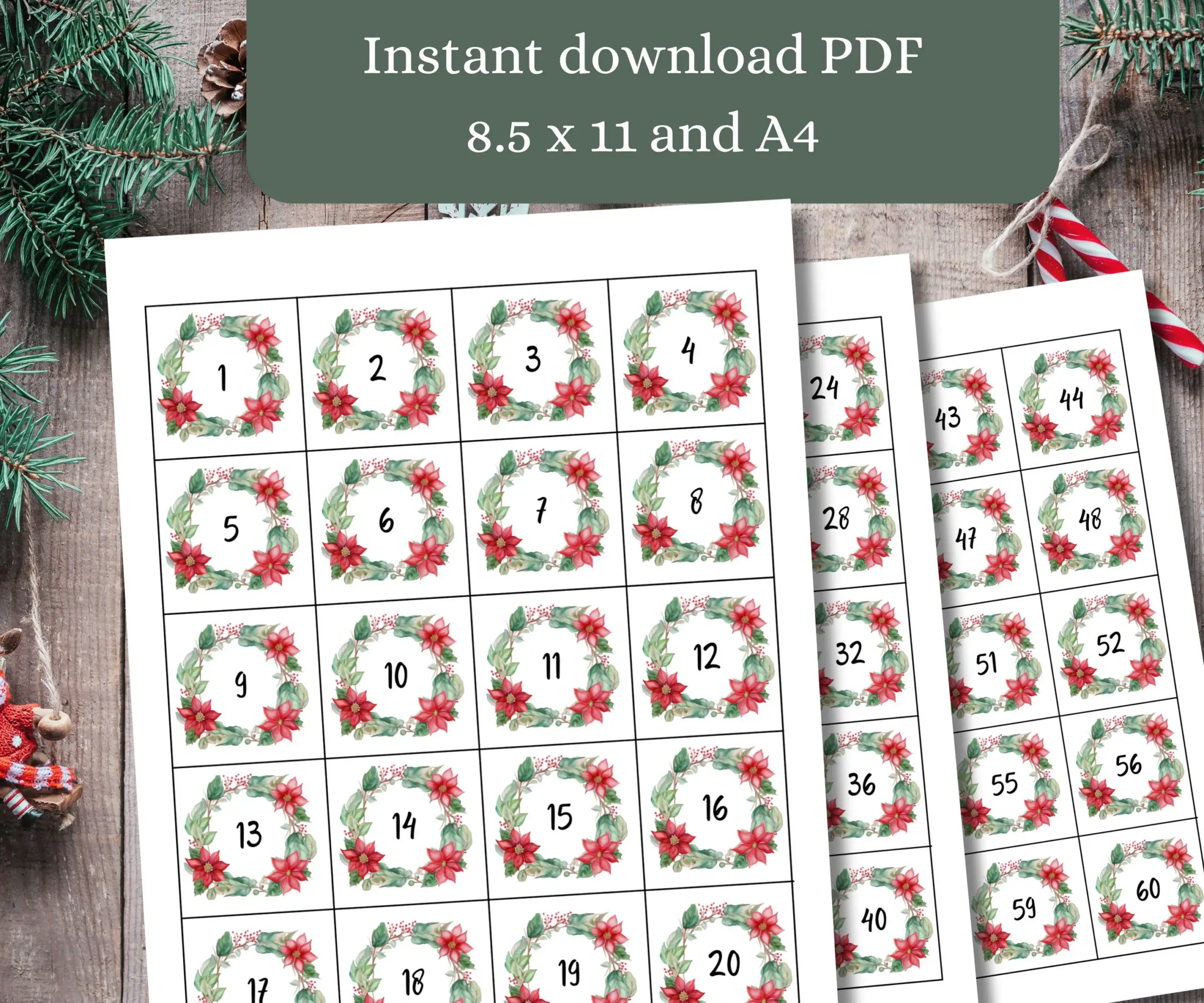 Printable Gift Exchange Numbers White