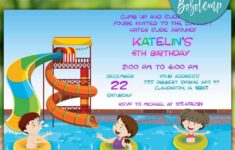 Printable Girl Water Park Birthday Invitation Instant Download