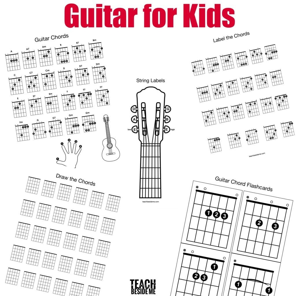 Printable Guitar Chord Chart Kids Printable Guitar Chord Chart Kids