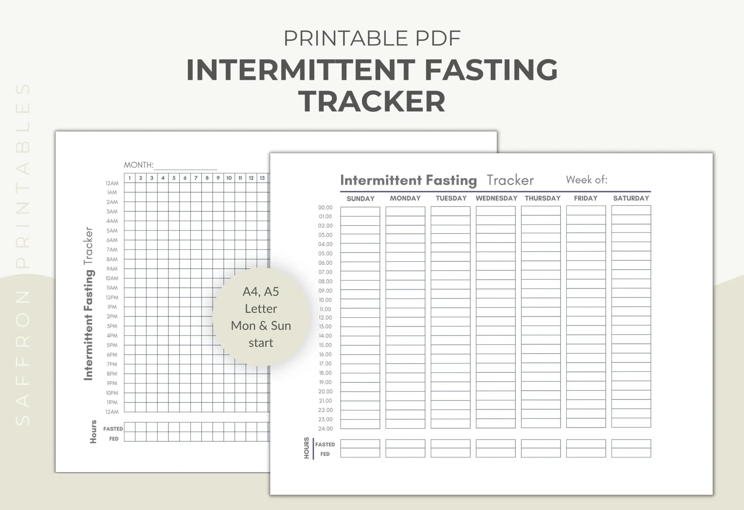 Printable Intermittent Fasting Tracker