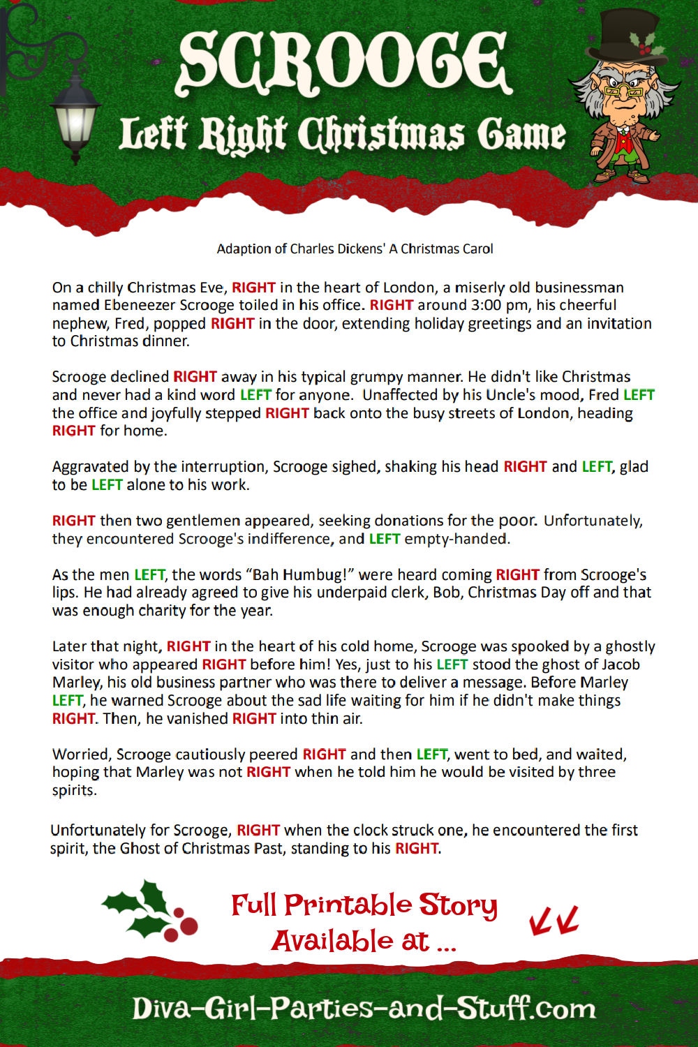 Printable Left Right Christmas Game