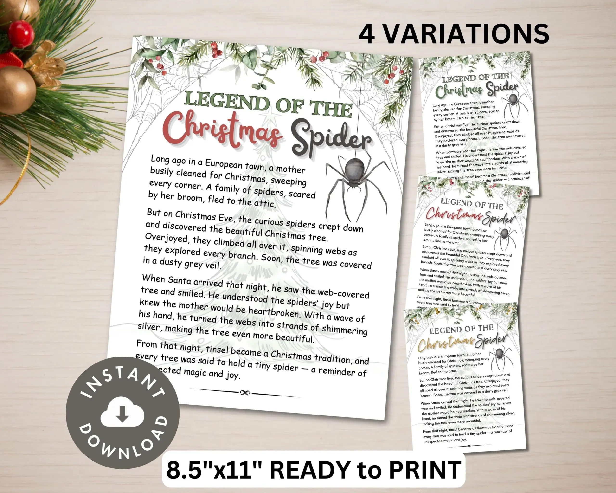 printable version of the legend of the christmas spider
